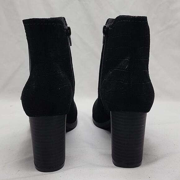 CLARKS BAYLA ROSE LEATHER SUEDE BLACK BOOTIES ALMOND TOE LADIES SIZE 8.5 NWOB - Picture 11 of 16